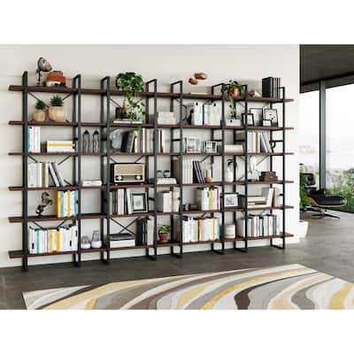 Davee Dark Walnut Color Room Divider Bookcase - 142*12.6*85 inches