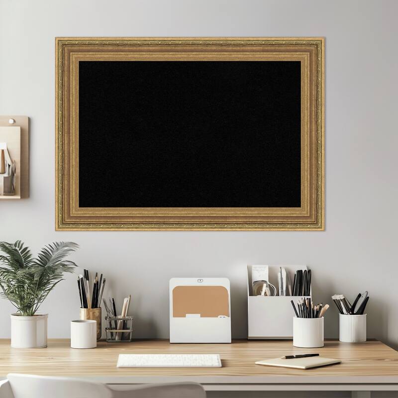 Elliot Gold Framed Cork Board - Bulletin Board, Organization Board, Pin Board