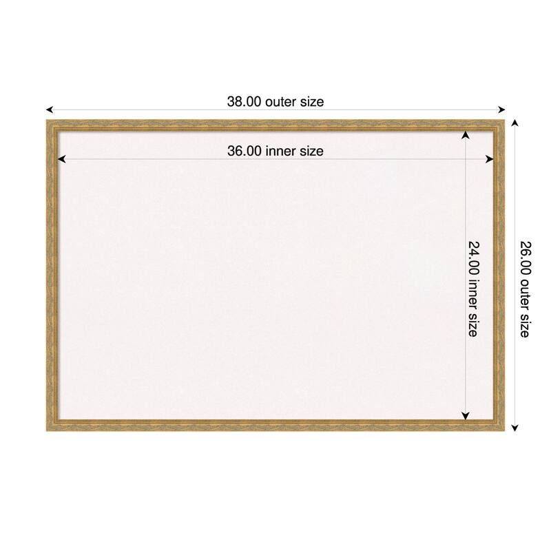 Mila Dark Gold Wood Framed Cork Board - Bulletin Board, Organization Board, Pin Board - White - 38 x 26 in