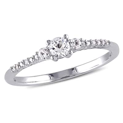 Miadora 1/3ct TGW Created White Sapphire and Diamond Accent Ring in Sterling Silver