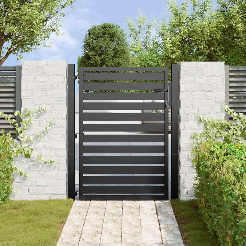vidaXL Patio Gate Lockable Black 39.4x47.2" Aluminium