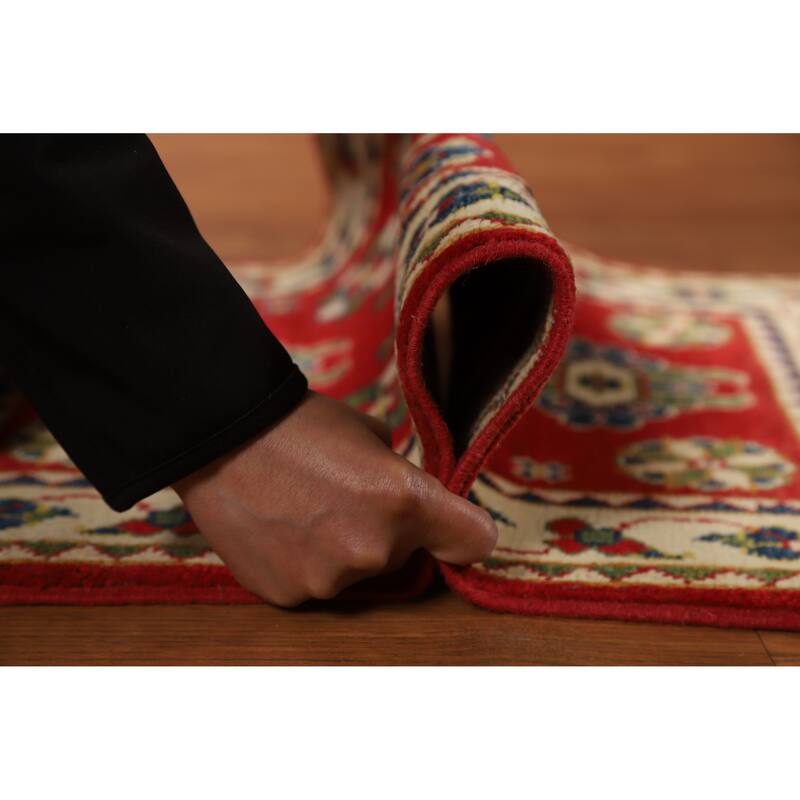 Traditional Red Kazak Oriental Rug Hand-Knotted Wool Carpet - 2'0"x 3'0"