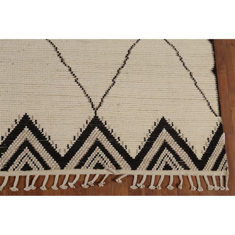 All-Over Trellis Moroccan Area Rug Handmade Wool Carpet - 8'10"x 12'2"