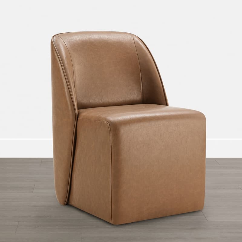 Spruce & Spring Modern Upholstered Dining Chair with Hidden Casters