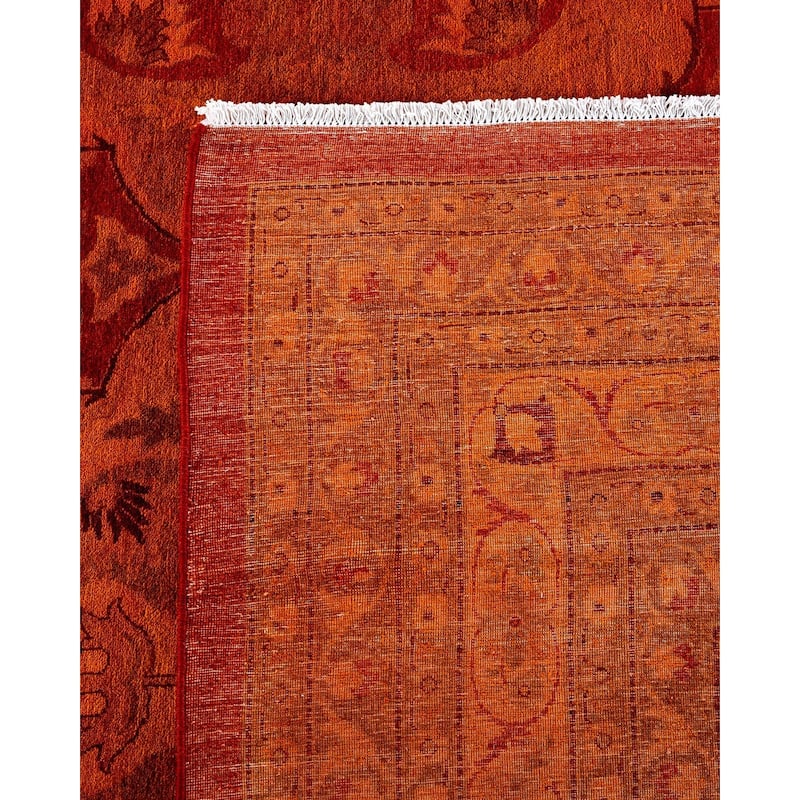 Overdyed, One-of-a-Kind Hand-Knotted Area Rug - Orange - 12' 3" x 14' 3"