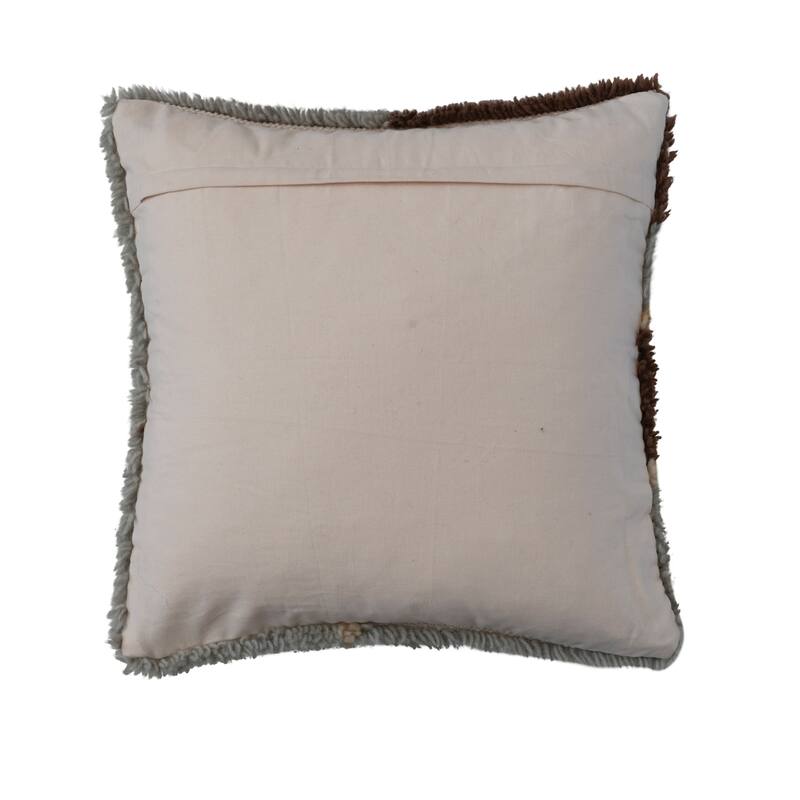 Tufted Wool and Cotton Throw Pillow Cover with Abstract Design