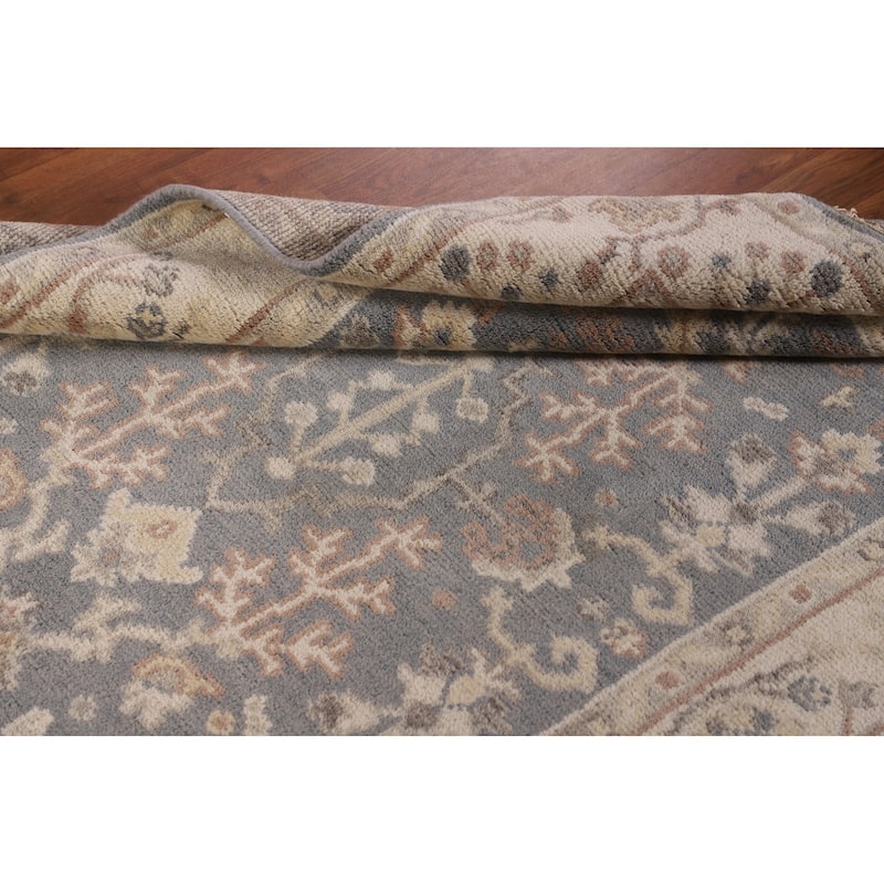 Geometric Oushak Oriental Area Rug Hand-Knotted Wool Carpet - 3'11"x 5'10"
