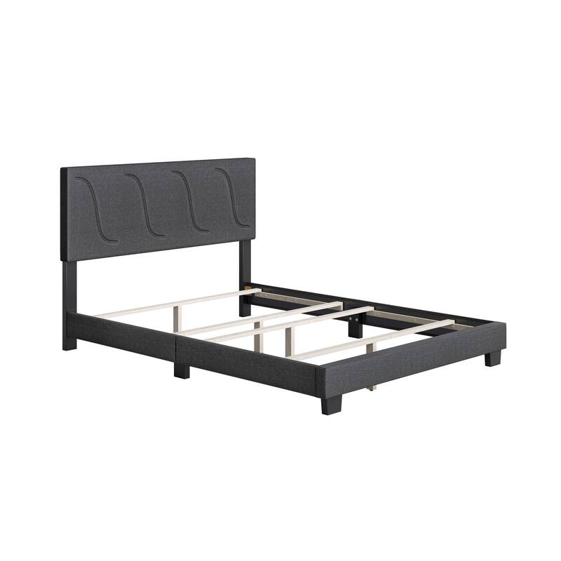 Boyd Sleep Aberdeen Linen Upholstered Queen Platform Bed Frame & Headboard, Grey