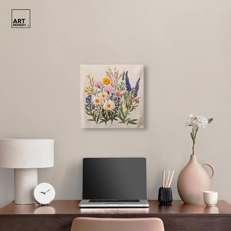 Needlepoint Prairie Posy Canvas by Art Remedy, Gallery Wrapped