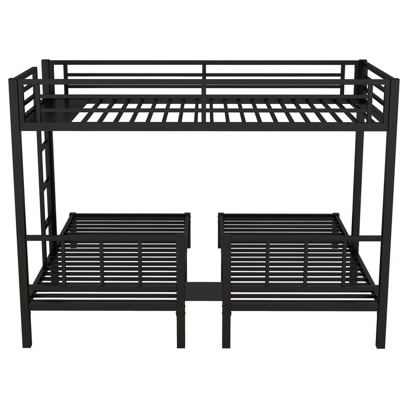 Metal Triple Bunk Bed, Twin over Twin & Twin, Black, Space-Saving Design for 3