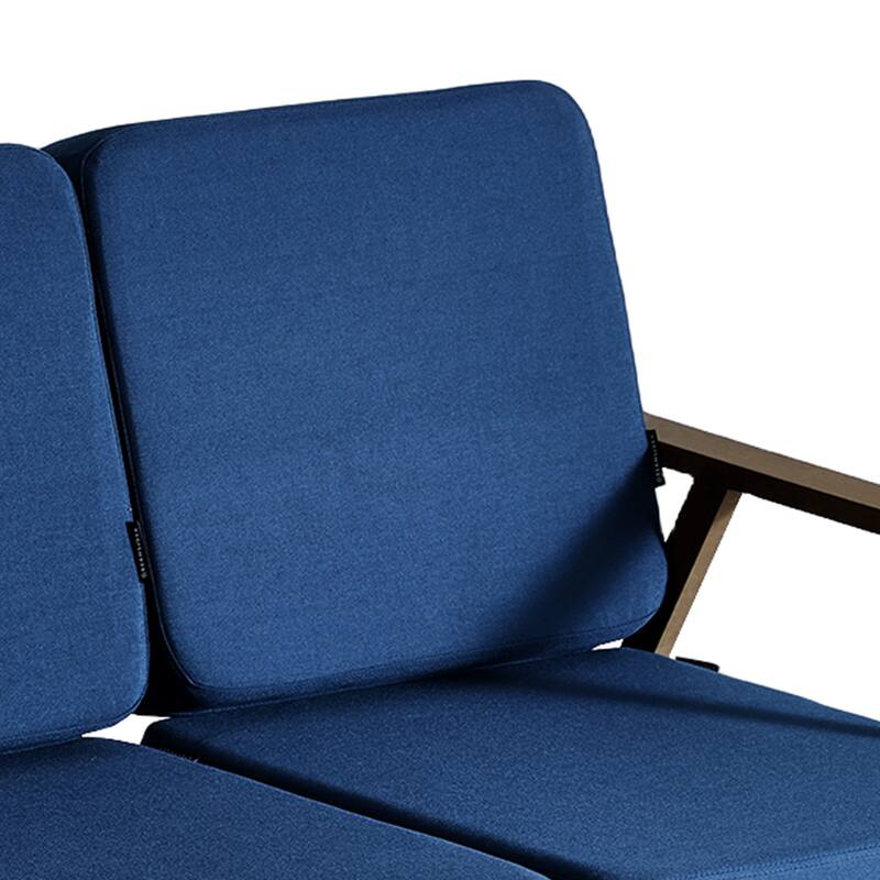 Modern Wood Cushioned Outdoor Patio Sofa Loveseat with Coffee Table