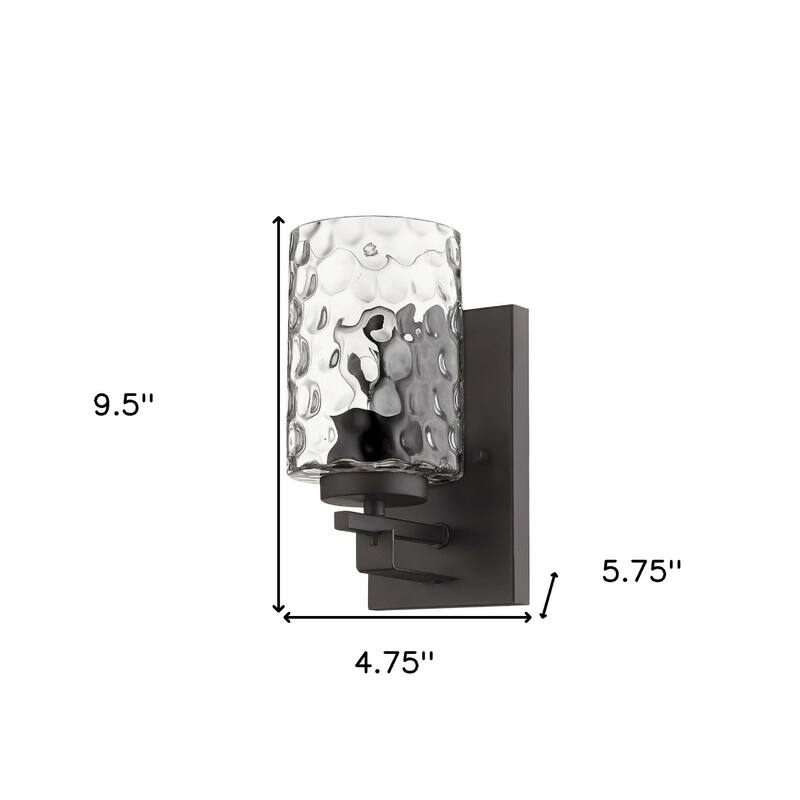 Transitional Hardwired Wall Sconce Light Fixture with Clear Glass Shade and Dimmable Damp Rated - 9.5" H x 4.75" W x 5.75" D