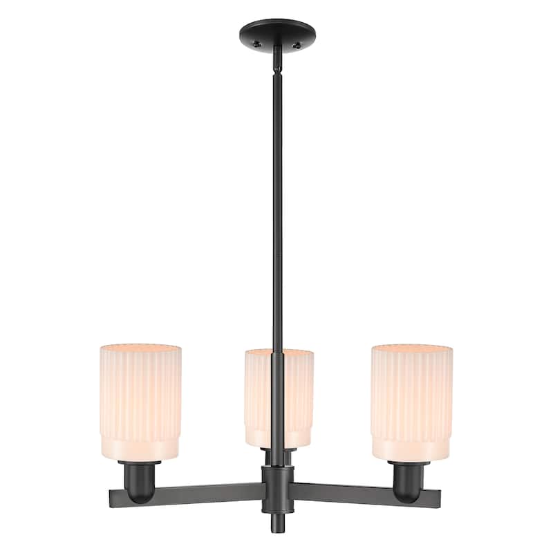 Innovations Lighting Endless Possibilities Arcadia - Hadley - 3 Light 26" Stem Hung Chandelier - Matte White/Matte Black