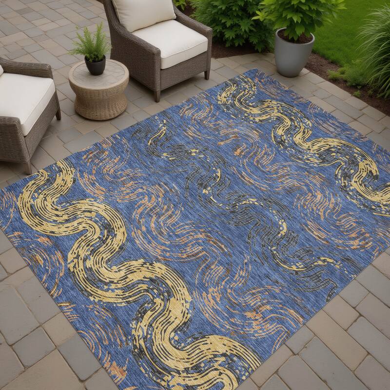 Machine Washable Indoor/ Outdoor Modern Ari Chantille Rug