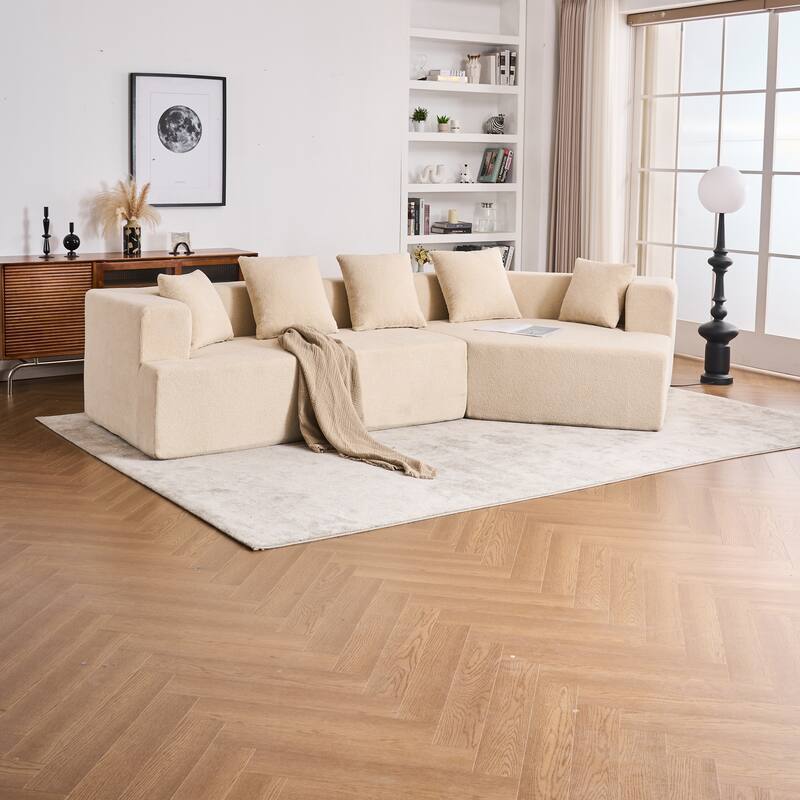 Special Shape Sleeper Sofa Chenille Floor Couch Deep Seat Recliner