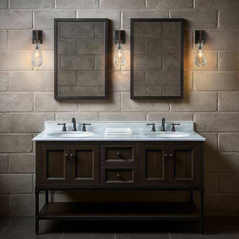 1-Light W5" Farmhouse Raindrop Glass Bronze / Brush Black Nickel Wall Light Rustic Teardrop Bathrooom Vanity Ligh - W5'' - Bronze