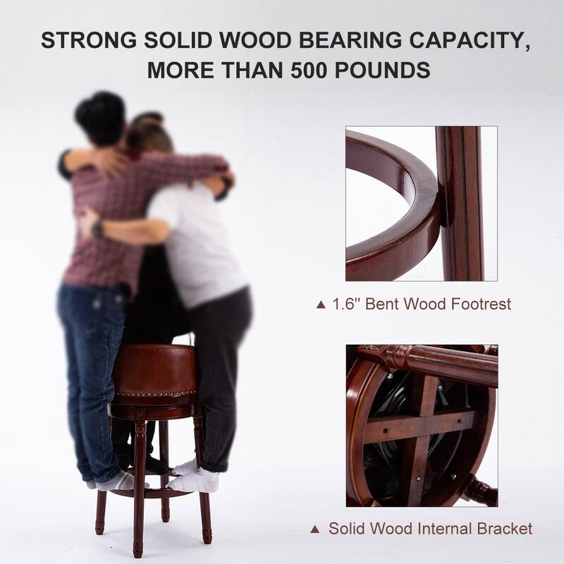 Upholstered 360 Degree Swivel Barstool with Back