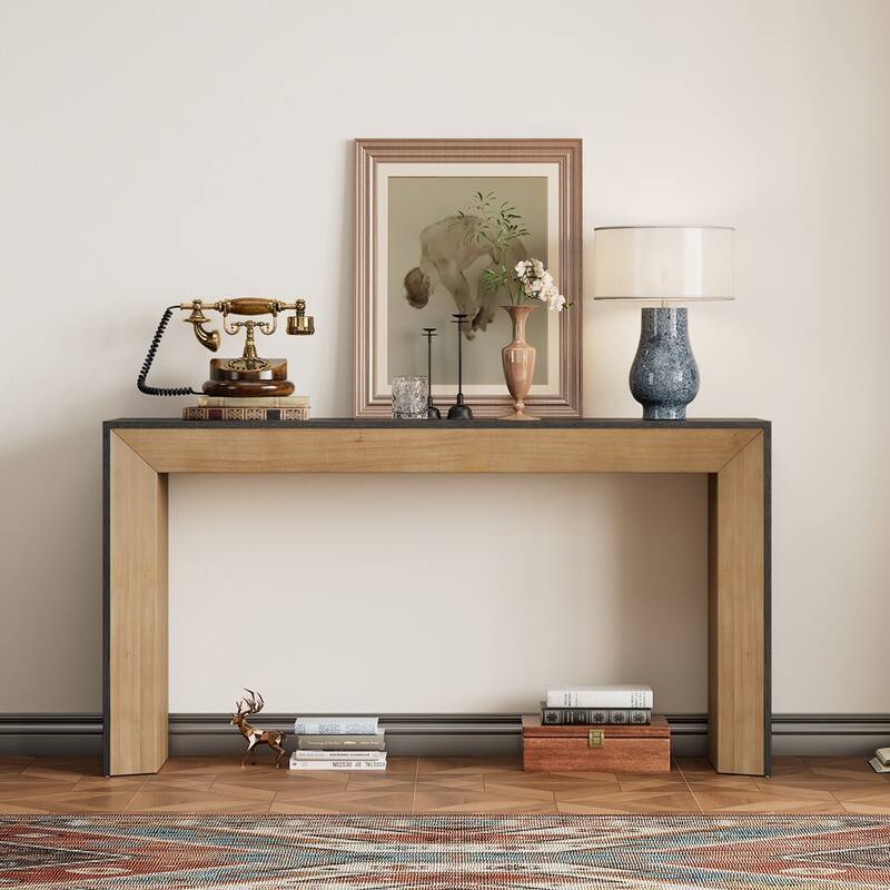 Fireplace Design and Elegant Console Table - Brown