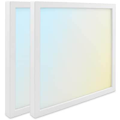 Luxrite 9 Inch Square LED Flush Mount Light, 18W 1250LM, 5CCT 2700K-5000K, Dimmable, ETL 2-Pack