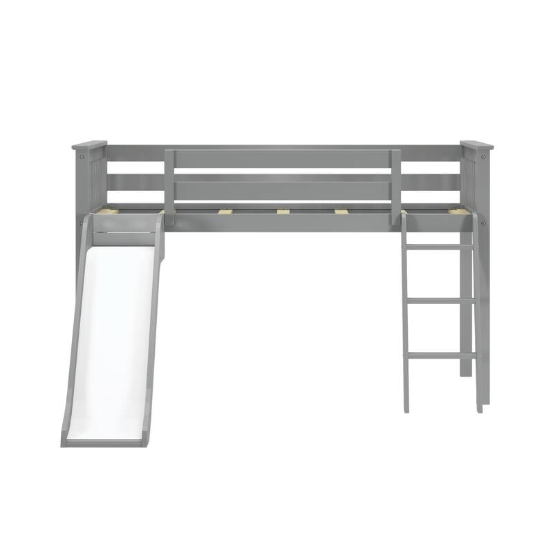 Max and Lily Classic Twin-Size Low Loft with Easy Slide and Curtain
