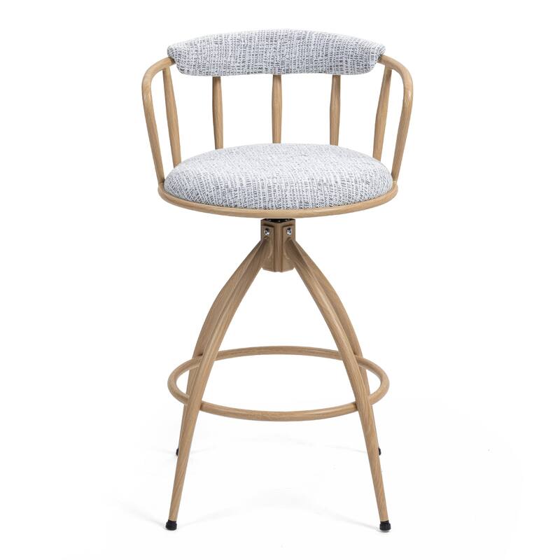 Set of 2 Swivel Bar Stools with Water Transfer Printed Metal Frame