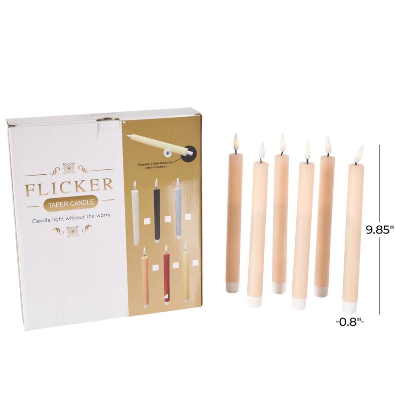 Wax Flameless Candle with Remote Control - Set of 6 Red, Black, White, Yellow, Blue or Pink - Roche River Decor
