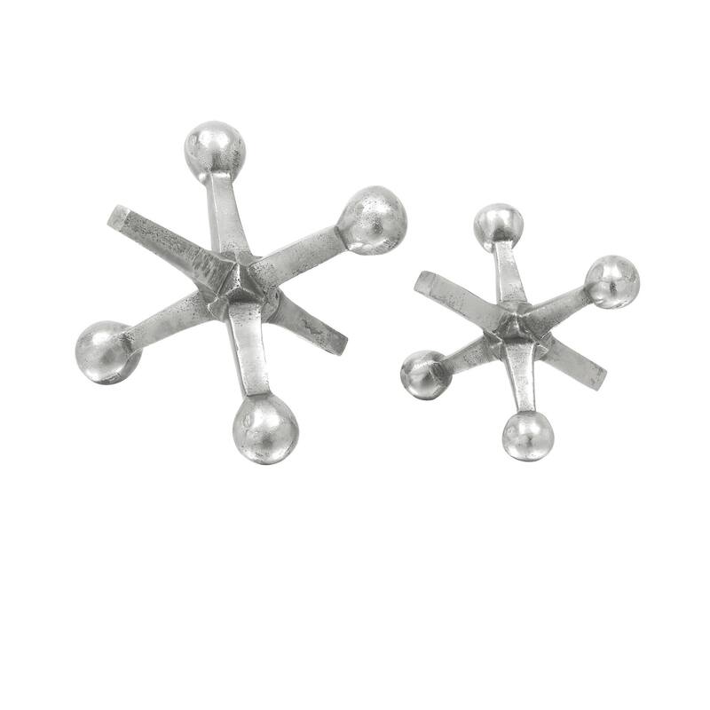 Aluminum Metal Jack Decorative Sculpture - Set of 2 Gold or Silver - Roche River Decor