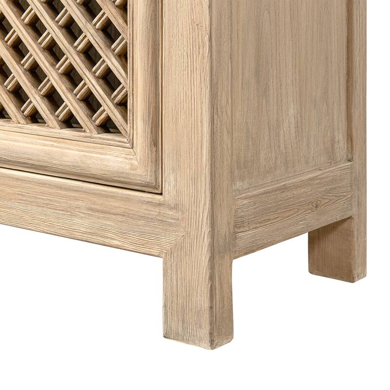 Jennifer Taylor Home Arden 97" Extra Long 4-Door Reclaimed Elm Lattice Front Sideboard