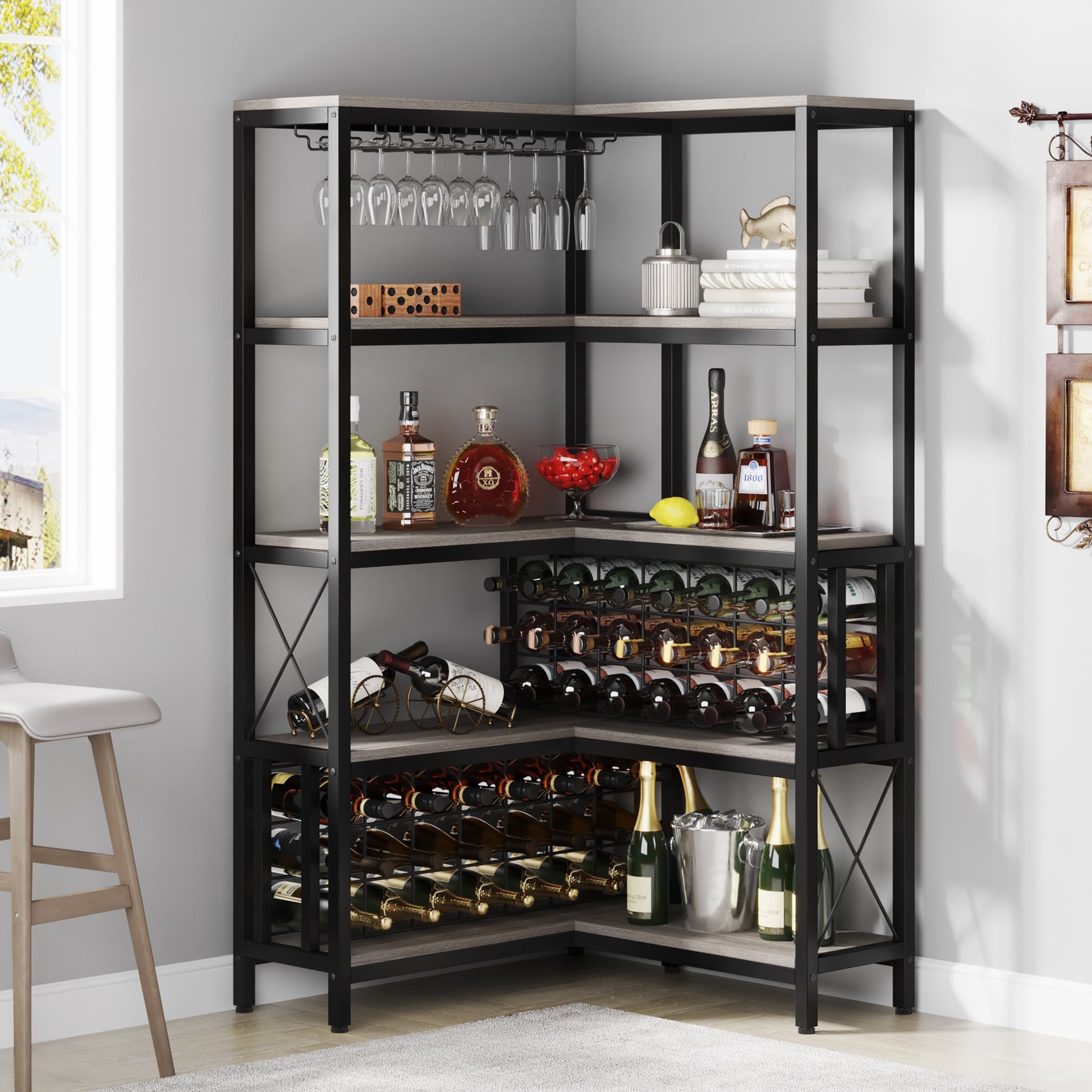 Wine rack bottle holder storage wood bar kitchen home decor cabinet liquor 2025