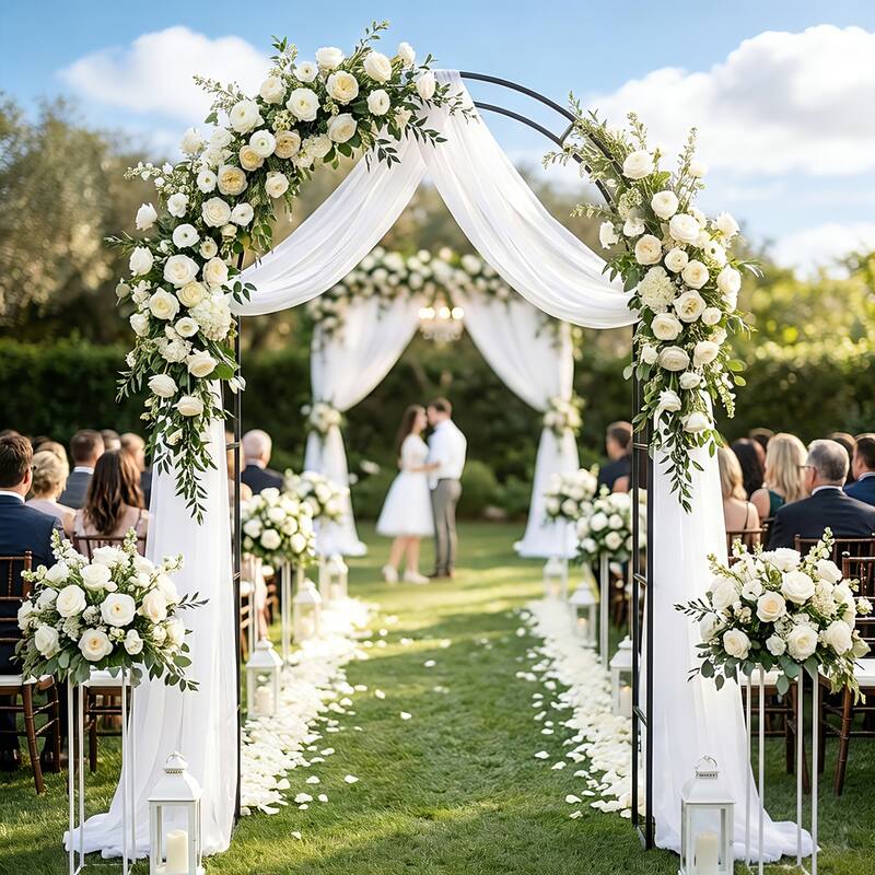 Outsunny 8 ft Steel Garden Arch, Garden Arbor Trellis with Large Base for Climbing Plants, Roses, Vines, Wedding Arch Stand