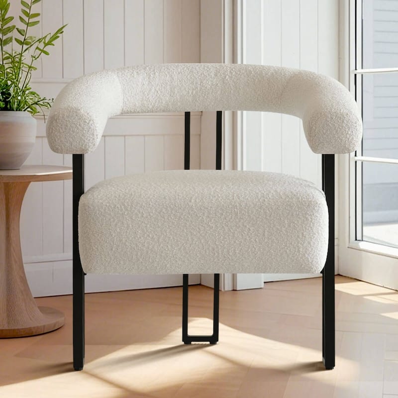 30" Wide Upholstered Boucle Accent Chair