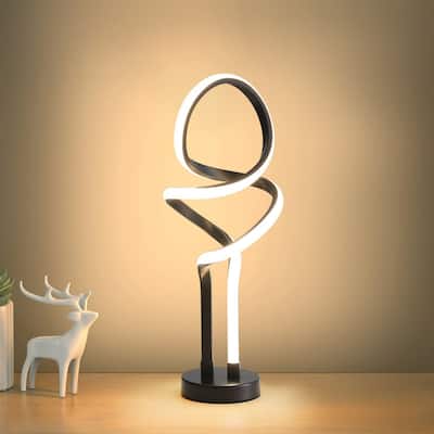 Modern Double Spiral LED Table Lamp with Dimmable Warm Light - 7.10 Inch