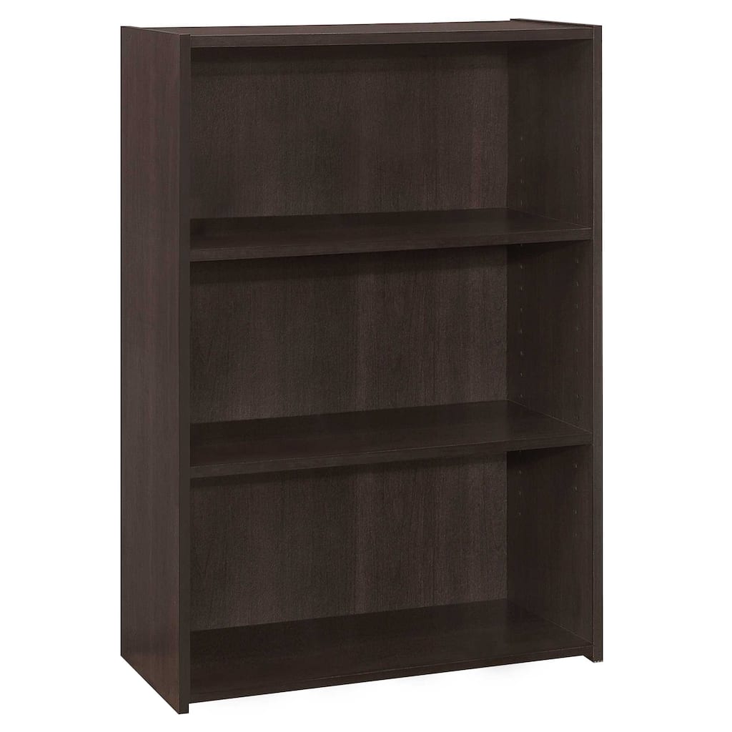 Espresso Wood Vertical Bookcase with Adjustable Shelves for Office Use - 11.75” D x 24.75” W x 35.5”H