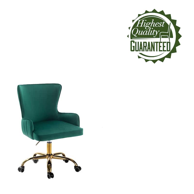 Porthos Home Daria Velvet Wingback Office Chair with Gold Chrome Base