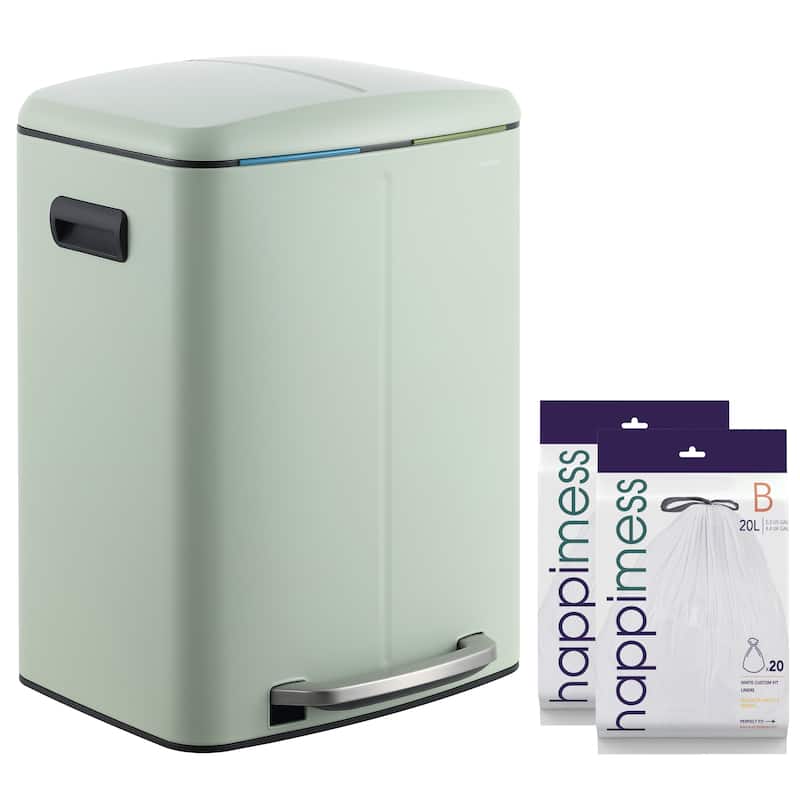 happimess 10.6-Gallon Double Bucket Trash Can with Soft Close Lid - Pistachio Gelato