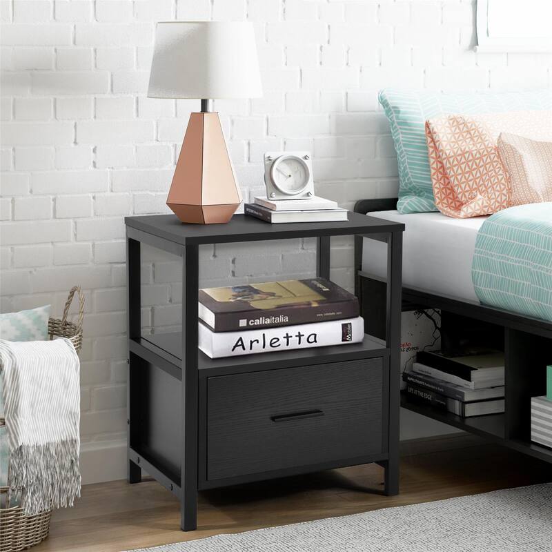 VECELO 3-Pieces Modern Upholstered Bed with Height Adjustable Headboard and Nightstands Sets