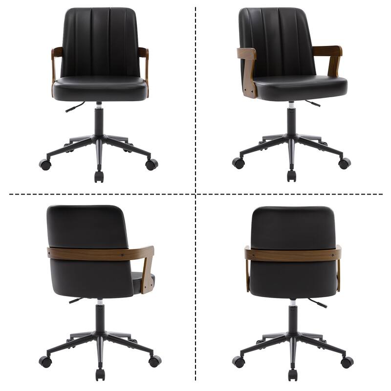 Swivel Home Office Chair Adjustable Height Desk Chair with Wheels and Armrests - 32.7"-36.6"H x 19.9"W x 22.8"D
