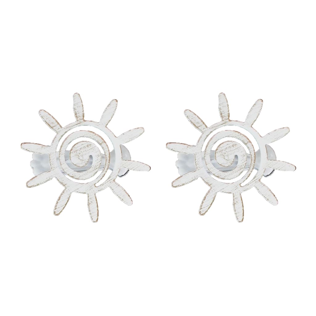 Set of 2 Metal Tiebacks Sun Clip Helios Big Size - 3.6"L x 3.6"H x 1.4"D