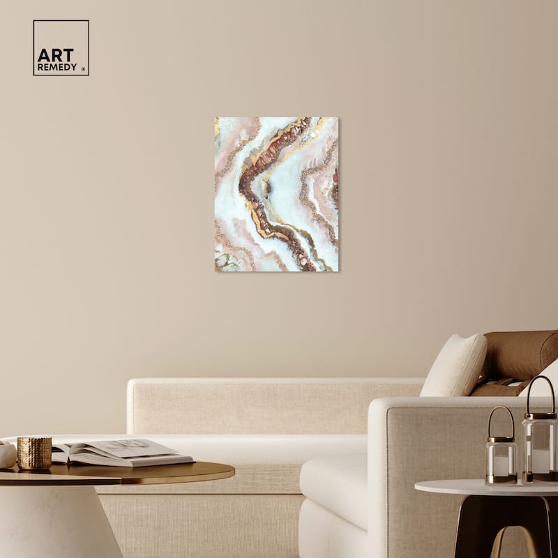Art Remedy Blush Geode Gallery Wrapped Mineral, Agate & Geode 1 Piece Canvas Wall Art