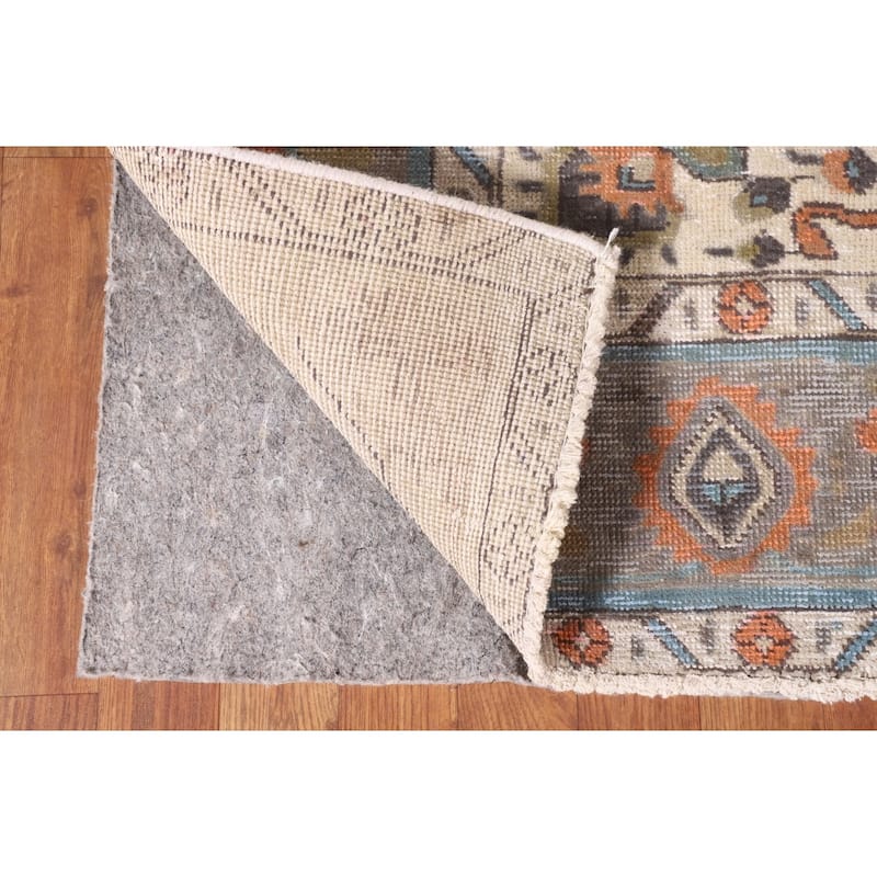 Over-Dyed Blue Tabriz Vintage Area Rug Handmade Wool Carpet - 6'5" x 9'5"