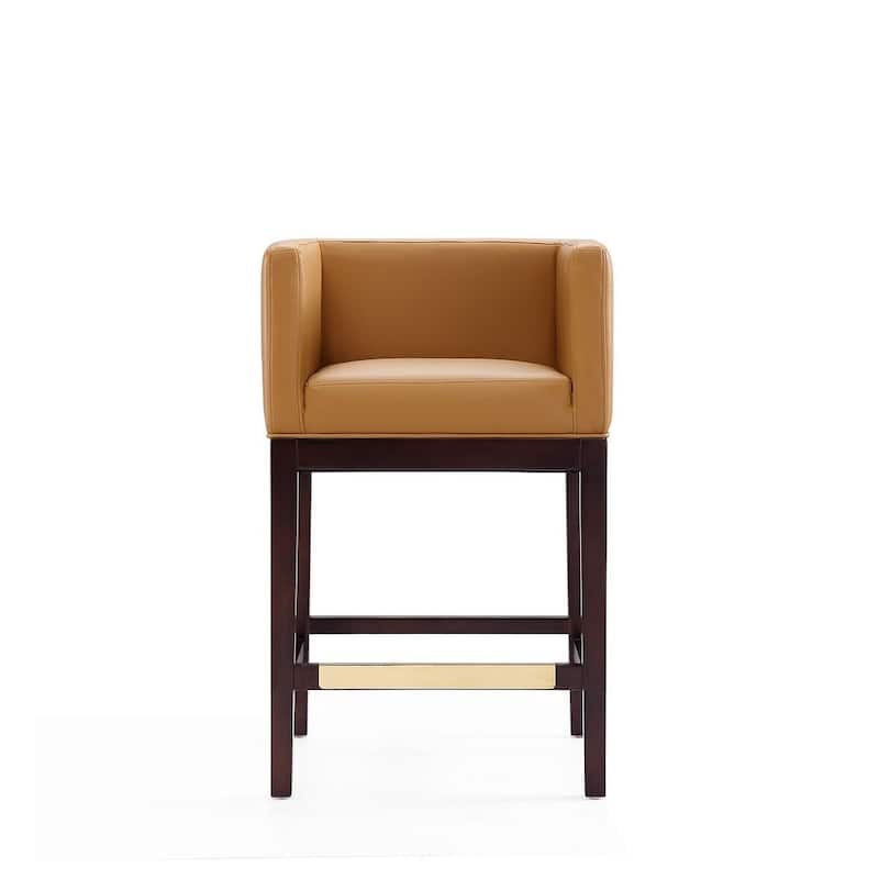 Manhattan Comfort Kingsley Dark Walnut Wood Counter Height Bar Stool (Set of 3)