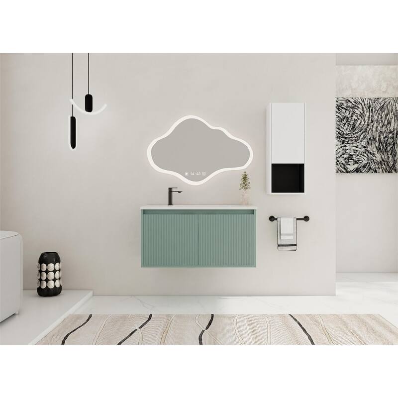 36" Floating Bathroom Vanity with Drop-Shaped Resin Sink