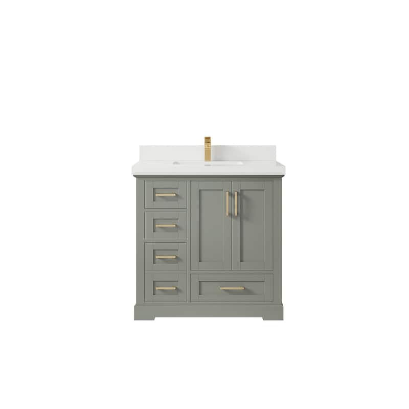 Willow Collections 36 x 22 Boston Center Sink Right Bathroom Vanity with Countertop