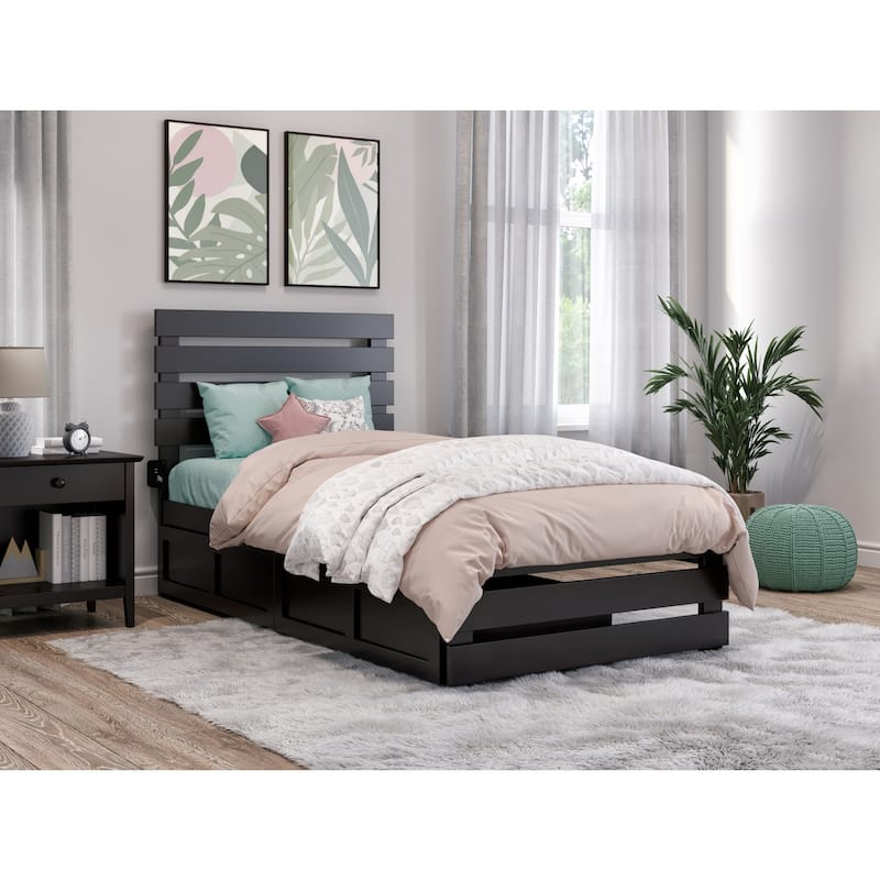 Twin Bed with Footboard & Drawers - Modern Bedroom Furniture - Espresso Finish