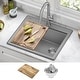 preview thumbnail 113 of 146, KRAUS Bellucci Workstation Topmount Drop-in Granite Kitchen Sink 25" L x 22" W - Metallic Grey