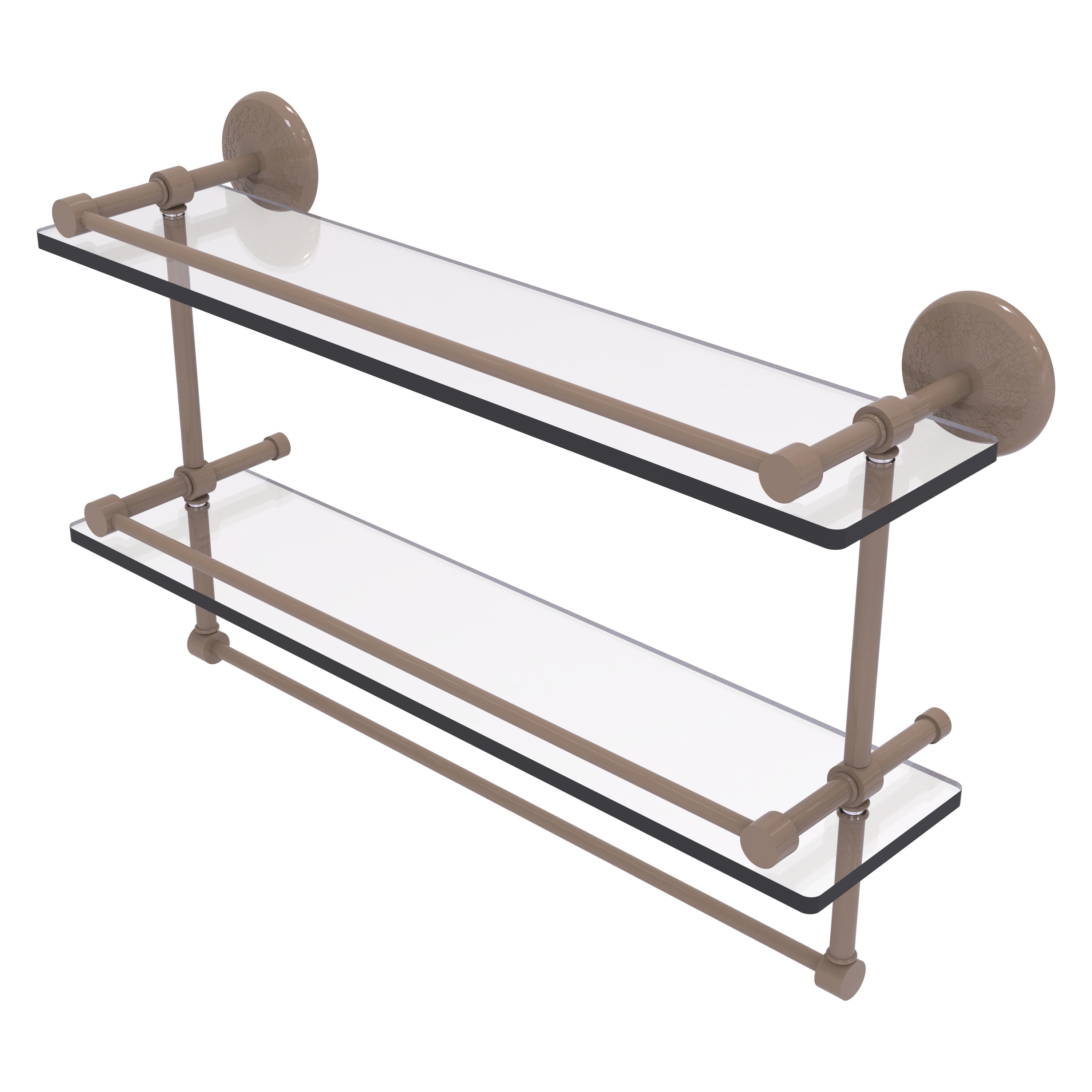 Allied Brass Monte Carlo Collection 16 Inch Gallery Double Glass Shelf with Towel Bar