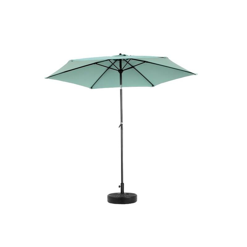 Push-Button Tilt 9FT Patio Umbrella - Easy Crank Lift, 6 Sturdy Ribs (Base Not Included)