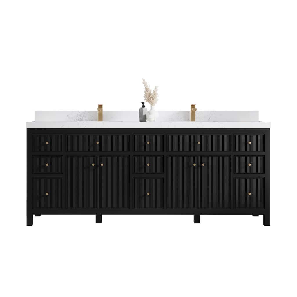 Willow Collections 84 in. W x 22 in. D Sonoma Free Standing Reeded Double Sink Bathroom Vanity with Countertop