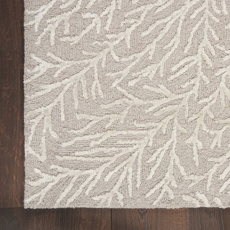 Michael Amini Star Contemporary Textured Botanical Abstract Glam Area Rug