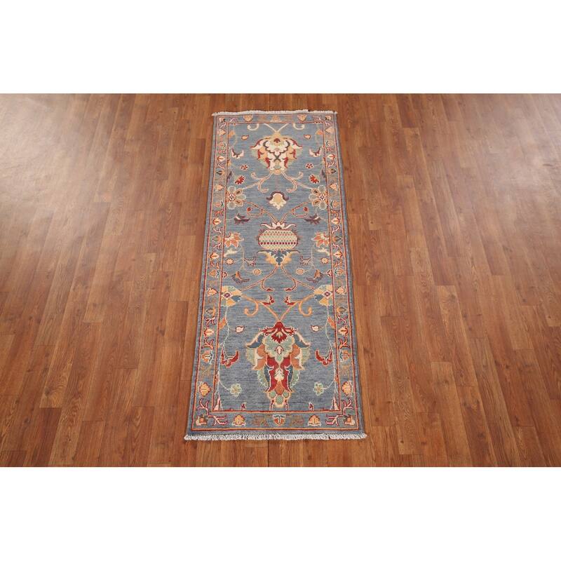 Kazak Oriental Runner Rug Handmade Traditional Blue Wool Carpet - 2'3" x 5'9"